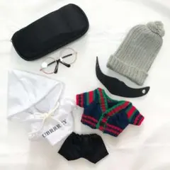 ぬい服 9点セット 17cm ラブブ メガネ 靴 人形用 ぬいぐるみ服流行