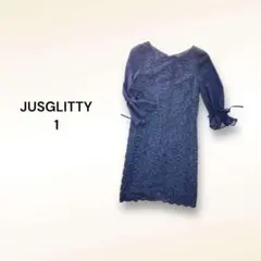 ジャスグリッティー JUSGLITTY レースワンピース【1】七分袖 ネイビー