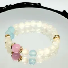 【在庫整理最終価格】クンツァイト　アクアマリン　ムーンストーン　ブレスレット