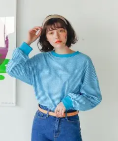ボーダー 長袖Tシャツ　 birthdayroomのサムネイル