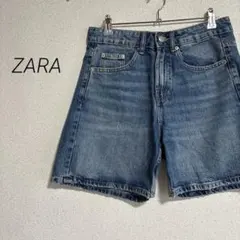 9-310【ザラ】デニムブルー ハイウエストショートパンツ