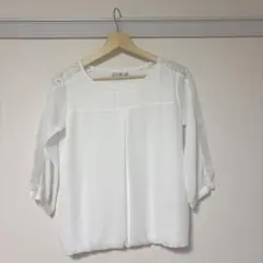 SUITS SELECT ホワイト レース七分袖ブラウス