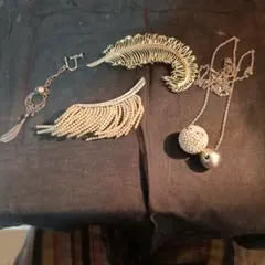 シルバーカラー 豪華4点セット リーフネックレス ブローチ イヤリング