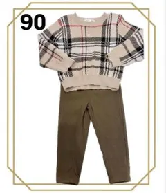 プティマイン　上下セット　ニット　セーター　長袖　長ズボン　裏起毛　パンツ