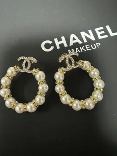 CHANEL パール ゴールド フープピアス　ノベルティ