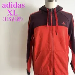 アディダス フルジップパーカー XL 3ライン 切替デザイン　US古着