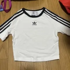 adidas ホワイト クロップドTシャツ