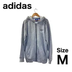 adidas Originals パーカー M グレー 3ストライプ レディース