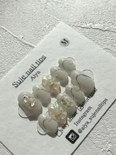 【34】現品※即購入歓迎♡最短即日発送‼︎Mサイズショートオーバルぷっくりフラワー