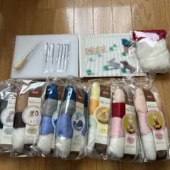 羊毛フェルト作成キット 7色セット マット 目打ち ニードル