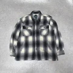 古着　vintage オンブレ　ボア　チェックシャツ　ジャケット　黒　白　y2k