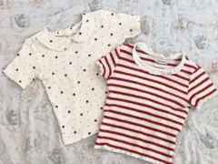 バースデイ♡ハート柄♡ボーダー柄♡半袖トップス♡80 女の子