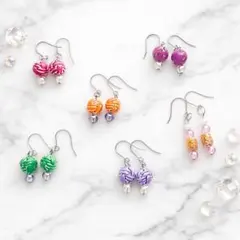 【6種類セット/お得】個性的カラフル編み込みビーズピアス
