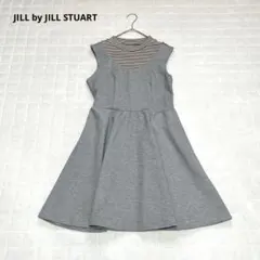【ジルスチュアート】膝丈ワンピース　ノースリーブ　ボーダー　無地　バックリボン