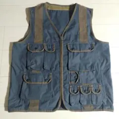 Avirex 紺 綿ポリ ゲームポケット付13ポケットミリタリー ジップベスト