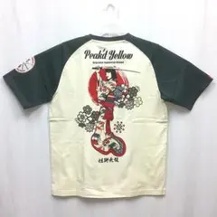 ピークドイエロー半袖T PYT-247 姐御無双 白×ネイビー 42(L) 刀のサムネイル