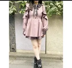 ROJITA 配色レースシアー切替セットアップ ピンク