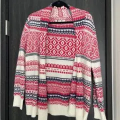 ROXY ニットカーディガン 赤・白・紺