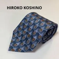 HIROKO KOSHINO シルク ネクタイ　青色模様入り　ヴィンテージのサムネイル