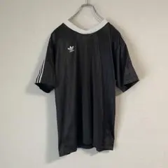 USA製 adidas ゲームシャツ　トレフォイル　光沢生地　黒