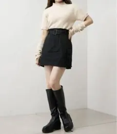 Chico ベルト付きウエストタックカーゴミニスカート