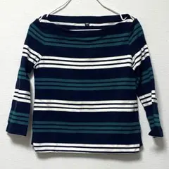 UNIQLO ストライプ ボートネック 五分袖 カットソー