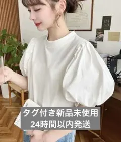 綿100%天竺スタンドカラー半袖パフスリーブTのサムネイル