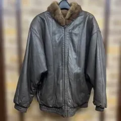 ね*こ様 ブラウン レザー &ミンク　リバーシブルジャケット