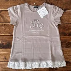 新品タグ付き bebe 裾レースbeロゴパッチ刺繍天竺半袖Tシャツ 110のサムネイル