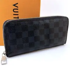 【良品】ルイヴィトン ダミエ グラフィット ヴェルティカル 長財布 コバルト
