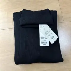 ユニクロ　エクストラファインメリノ　リブタートルネック　ブラック　L