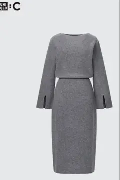 ユニクロC ボートネックニットワンピース グレー　Mサイズ