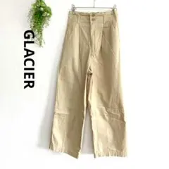 【小さいサイズ】グラシア◇ハイウエストワイドパンツ【S】ベージュ コットン97