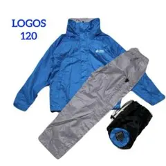 美品　LOGOS　ロゴス　レインスーツ　レインウェア　上下　水色　120＊698