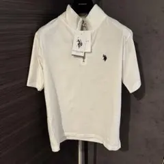 U.S. POLO ASSN. ポロシャツ ホワイト ジップアップ 半袖 M