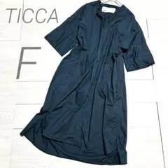 大人気✨TICCA ティッカ コットン100% ロングワンピース ネイビー　Fのサムネイル