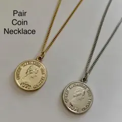 コインネックレス　ペアカップル用　ゴールド　シルバー　メンズ　レディース　高品質のサムネイル