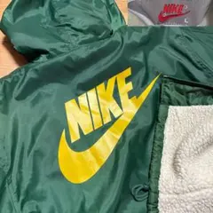 美品90s銀タグNIKE刺繍ロゴ緑XL位ボアジャケットコートベンチグリーンパーカ
