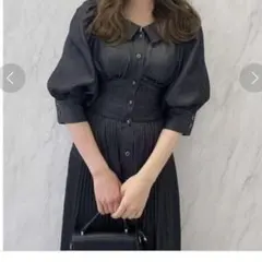 半袖 ロング　タグ付き　未使用品　プリーツフレアシャツワンピース　ダズリン