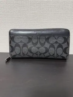 COACH ロゴパターン 長財布 ブラック/グレー