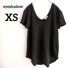 eyeshadow 【XS】 半袖Tシャツ リブカットソー ブラック Vネック
