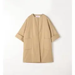 LOUNIE ノーカラースプリングコート　ベージュ系　きれいめ　通勤　春アウター
