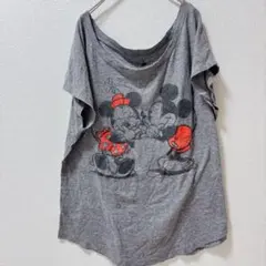 美品★Disney Parks 【XXL】ミッキー ミニー Tシャツ グレー