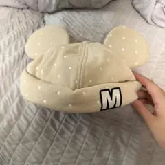 ミッキーマウス ベージュ ドット 帽子