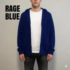 RAGE BLUE ケーブル編みカーディガン　ニット　青　メンズ