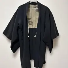 ✿黒 ✿男羽織り ✿粋 ✿1つ紋 ✿渋柄 ✿昭和レトロ ✿自分流 ✿洒落着