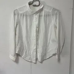 ホワイト ボタンアップ長袖シャツ