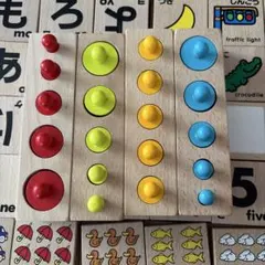 くもんひらがなつみき　 木製 円柱さし