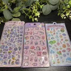 新品未開封！カラフルなユニコーンシール3シートパープルセット