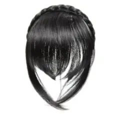 黒 編み込み 前髪ウィッグ　カチューシャ